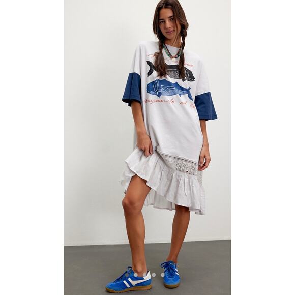 Rare Free People Toro Graphic Tee Midi Dress, Medium - Picture 1 of 9